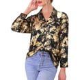 thumbnail image 1 of Camisas de botón para mujeres, blusa casual de cuello en V y manga larga, camisa de fiesta de moda con bolsillos L negra, 1 of 6