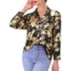 thumbnail image 1 of Camisas de botón para mujeres, blusa casual de cuello en V y manga larga, camisa de fiesta de moda con bolsillos L negra, 1 of 6