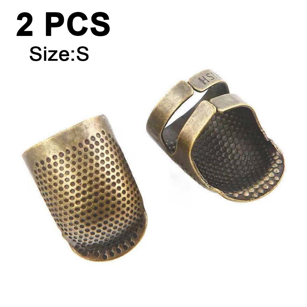 2pcs Sewing Thimble Adjustable Finger Protector Metal Shield Pin Needle DIY Tool 