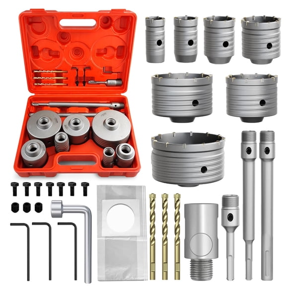 METOTY 22PCS Concrete Hole Saw Kit,30/40/50/65/80/100/110mm Masonry Hole Saw, with SDS Plus & Max Shank Drill Bit Sets, Masonry H