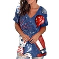 thumbnail image 2 of T-shirts d'Été Grande Taille pour Femmes, Col Rond, Imprimés, Manches Courtes, T-Shirt Blouse, Hauts Amples, T-Shirt à Col en V pour Femmes en Liquidation, 2 of 5