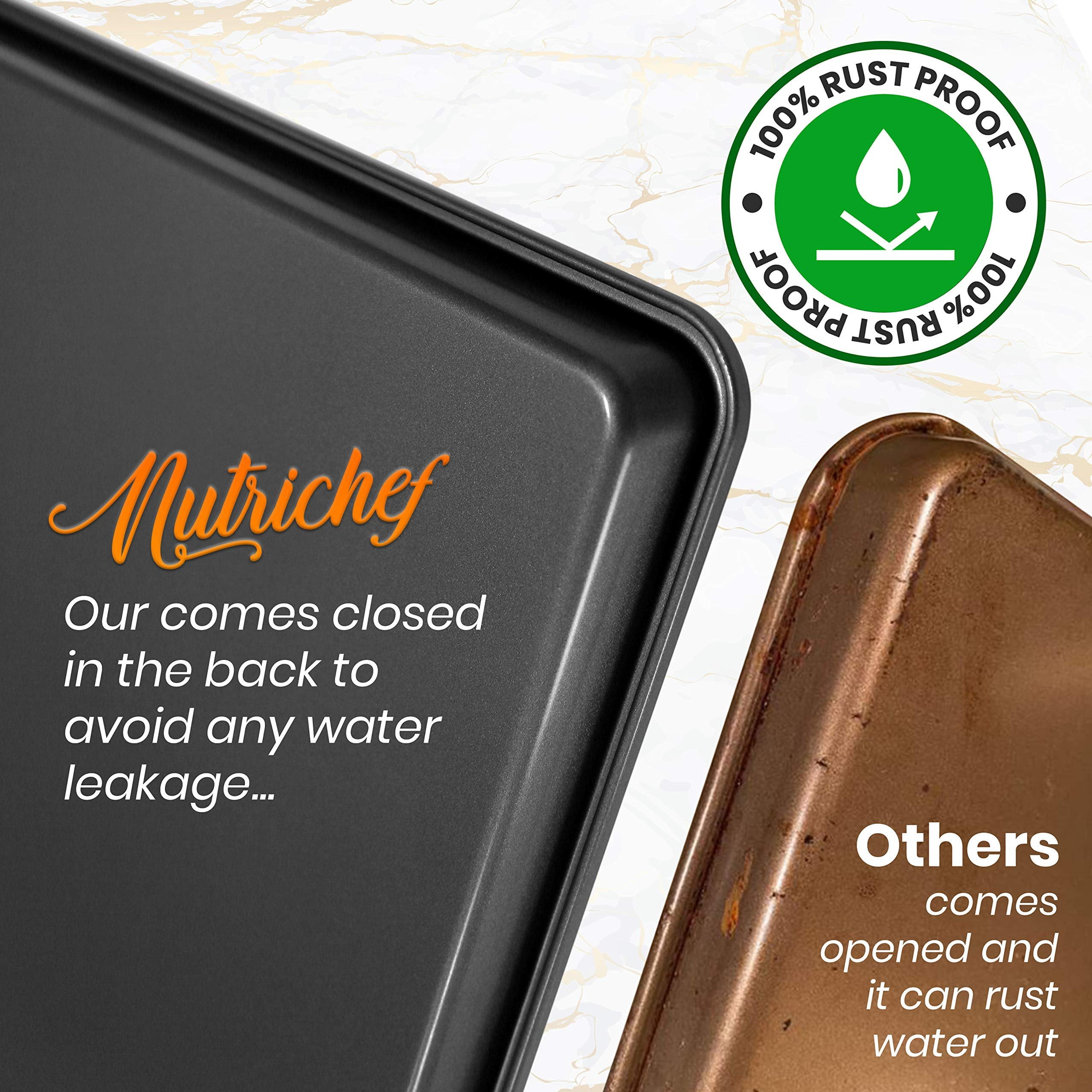 NutriChef 2-Piece XL Mega Cookie Sheet Baking Pans Set - 22" x 16" Nonstick Carbon Steel Oven Tray, Dishwasher Safe, Stackable Bakeware - Perfect for Cookies and Sheet Meals, 4 PACK, 8 Pans