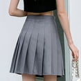 thumbnail image 4 of EQWLJWE Girls Women High Waisted Pleated Skirt Plain Plaid A-line Mini Skirt Skater Tennis School Uniform Skirts Lining Shorts, 4 of 5