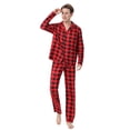 thumbnail image 3 of Matching Family Christmas Pajamas Set Red Plaid Holiday PJs Button Up Sleepwear Loungewear Tee and Pants 2-Piece Fall Winter Clothes for Dad Men, 3 of 9
