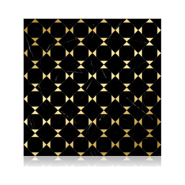 Mosaic Sticker DIY Self-Adhesive PVC Waterproof Decals Oil-proof Cleaning Protect Kitchen Wallpaper Room Bedroom Restaurant Black Gold Geometry 10
