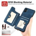 thumbnail image 6 of ELEHOLD for Samsung Galaxy A04E Case with Ring Holder, Galaxy A04E Wallet Case with RFID Blocking Card Holder Wristlet Strap, Magnetic Button Flip Folio Kickstand Shockproof Phone Cover,Blue, 6 of 7