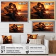thumbnail image 4 of Designart "love Couple Playing Guitar At Sunset" Romantic Landscape Floater Framed Canvas Wall Art, 4 of 7