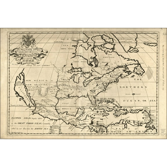 24"x36" Gallery Poster, map of North America pre united states 1722
