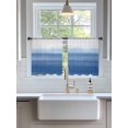 thumbnail image 3 of Sheer Curtains 45 Inch Length 2 Panels Set for Kitchen, Blue White Ombre Semi Sheer Curtains for Windows, Modern Abstract Striped Lines Art Voile Window Treatments Rod Pocket Curtain, 3 of 7