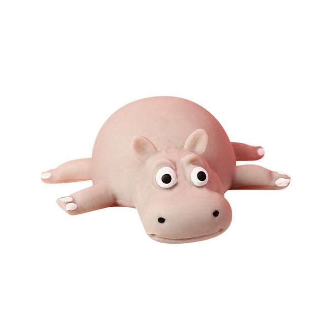 E Hippo Shaped Blow Up Inflatable Stress Mesh Pinch Toy For Kids Sensory Play Bath Time Party Favor Tpr Material 2.8In
