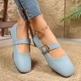 thumbnail image 4 of BRGZLK Mary Jane Shoes for Women Trendy Solid Color Round Toe Woven Print Ballet Flats with Strap Dressy Comfortable Casual Shoes Blue 6.5, 4 of 9
