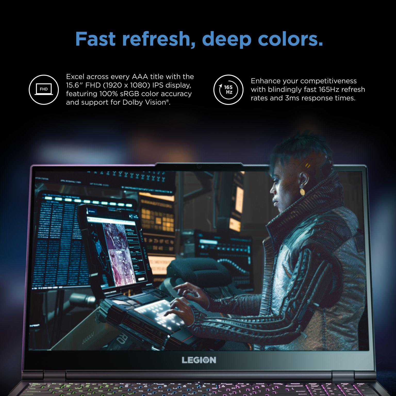 Lenovo Legion 5i 15.6" Laptop, Intel Core i5-10500H, NVIDIA RTX 3050, 8GB RAM, 256GB SSD, Windows 11 Home, Phantom Black, 82NL0061US - image 4 of 15