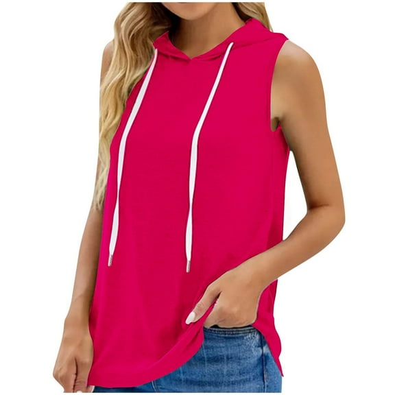 Posijego Womens Hooded Tank Tops Sleeveless Hoodie Workout Running Athletic T-Shirt Activewear Tee for Women