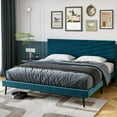 thumbnail image 7 of 2024 New Bed Frame, Velvet Upholstered Platform Bed Frame, Wood Slat Support Bed Frame with Adjustable Height Headboard, No Box Spring Needed, Easy to Assemble, Noise Free, 7 of 7