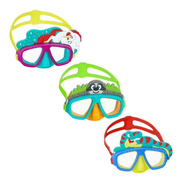 Goggles Visor Snorkel Animalitos Niños 3 Años Bestway Paquete 3 Piezas Plástico De Alta Resistencia