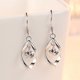 thumbnail image 4 of Pendientes colgantes de moda con forma de hoja retorcida de cristal Shiqi plateado para mujer, 4 of 5