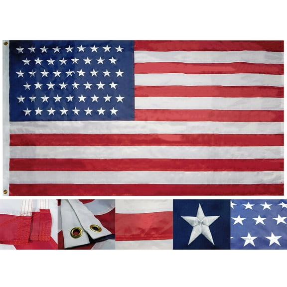 3x5 USA 51 Star Stars Linear Premium 210D Embroidered Sewn Flag Banner