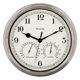 thumbnail image 1 of Westclox Reloj de pared para interiores y exteriores con medidores de temperatura y humedad, precisión de cuarzo resistente a la intemperie, funciona con pilas (plateado, 12 pulgadas), 1 of 1