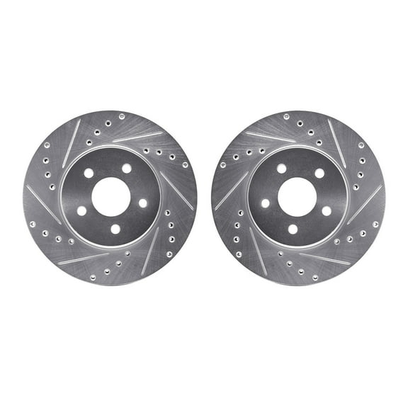 Dynamic Friction Company Front Brake Rotors-Drilled and Slotted-Silver 7002-20000