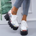 thumbnail image 1 of LSLJS Bottines Compensées pour Femmes, Chaussures Rétro Plates Décontractées Grande Taille à Lacets pour Femmes, 1 of 9