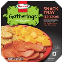 HORMEL GATHERINGS, Pepperoni with Cheese and Crackers, Deli Snack , Refrigerated, 14 oz Plastic Tray