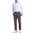 thumbnail image 2 of Pantalones de vestir de cuadros clásicos para hombres Inspire Chic, de cintura media, color rosa oscuro, talla 30, 2 of 4