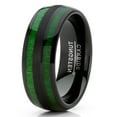 thumbnail image 2 of Metal Masters Mens Tungsten Carbide Ring Dome Green Jade Wood Inlay Wedding Band Black 8mm, 2 of 6