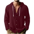 thumbnail image 1 of RXMEKW Solid Color Hooded Cardigan for Men with Button Front and Long Sleeves, 1 of 8