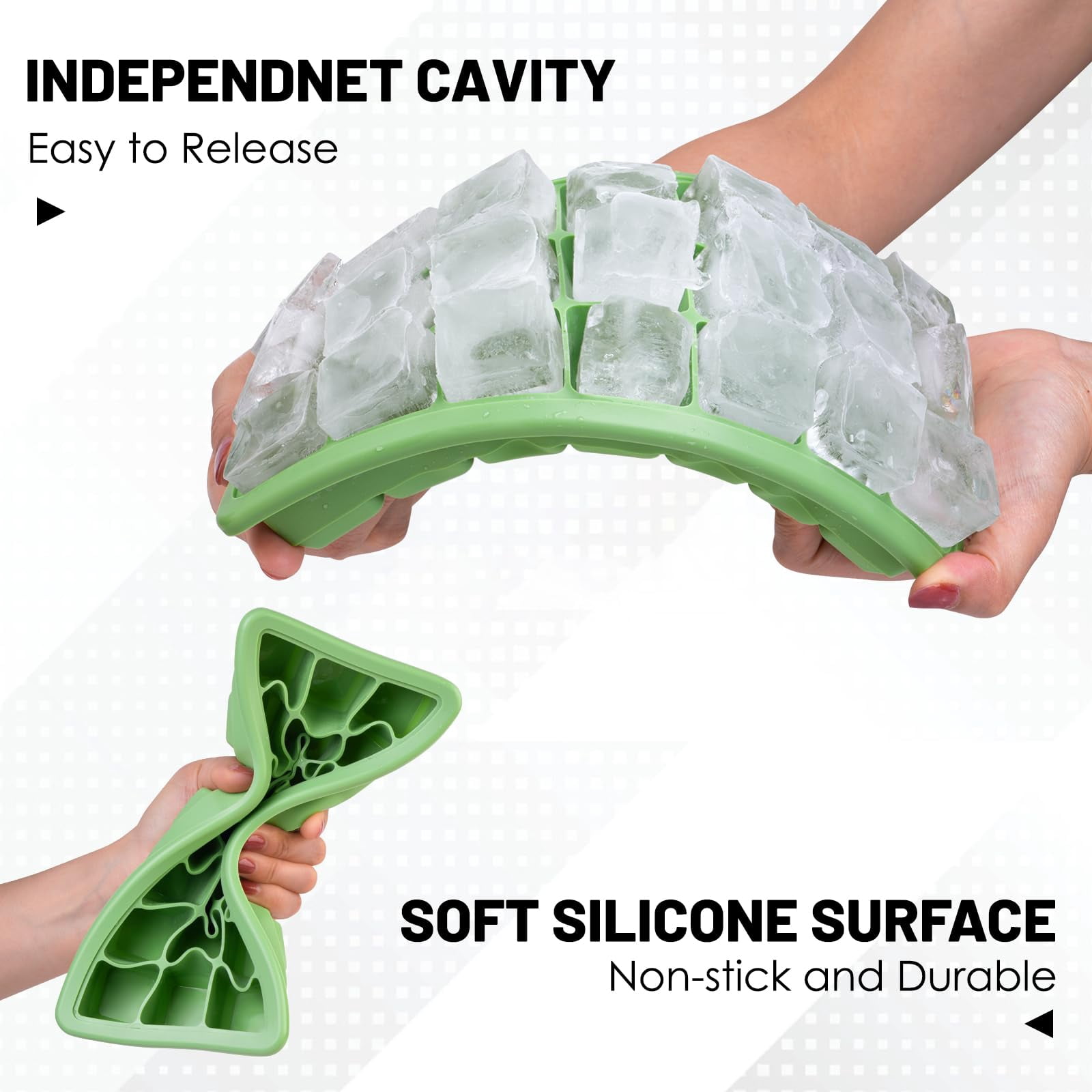 Silicone Ice Cube Trays 3packs  Easy Release Molds With Lid Freezer Stackable Maker For Food Bpa Free (2 Green)