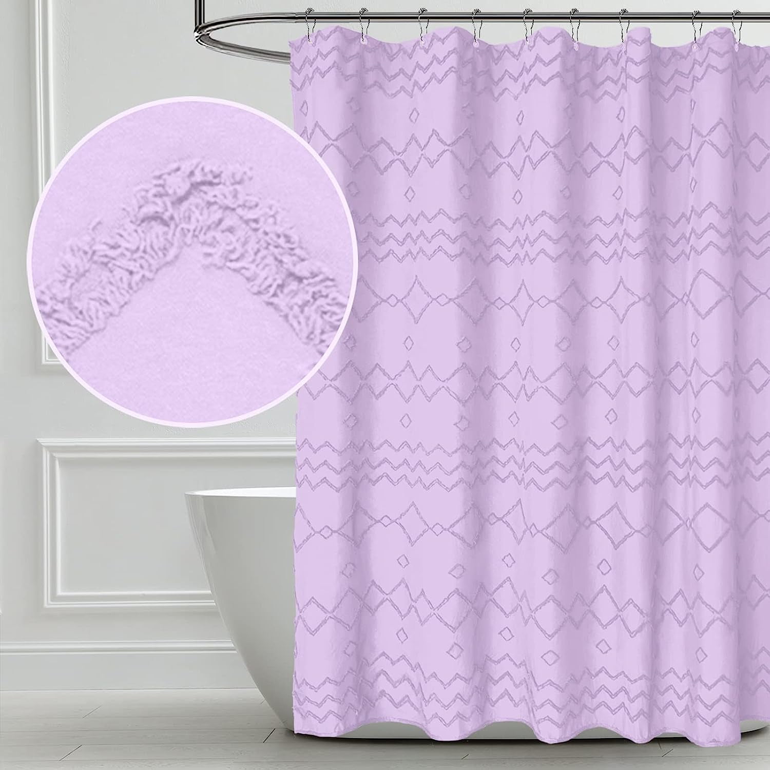 Seasonwood Purple Shower Curtain Woven Fabric Lavender Shower Curtain