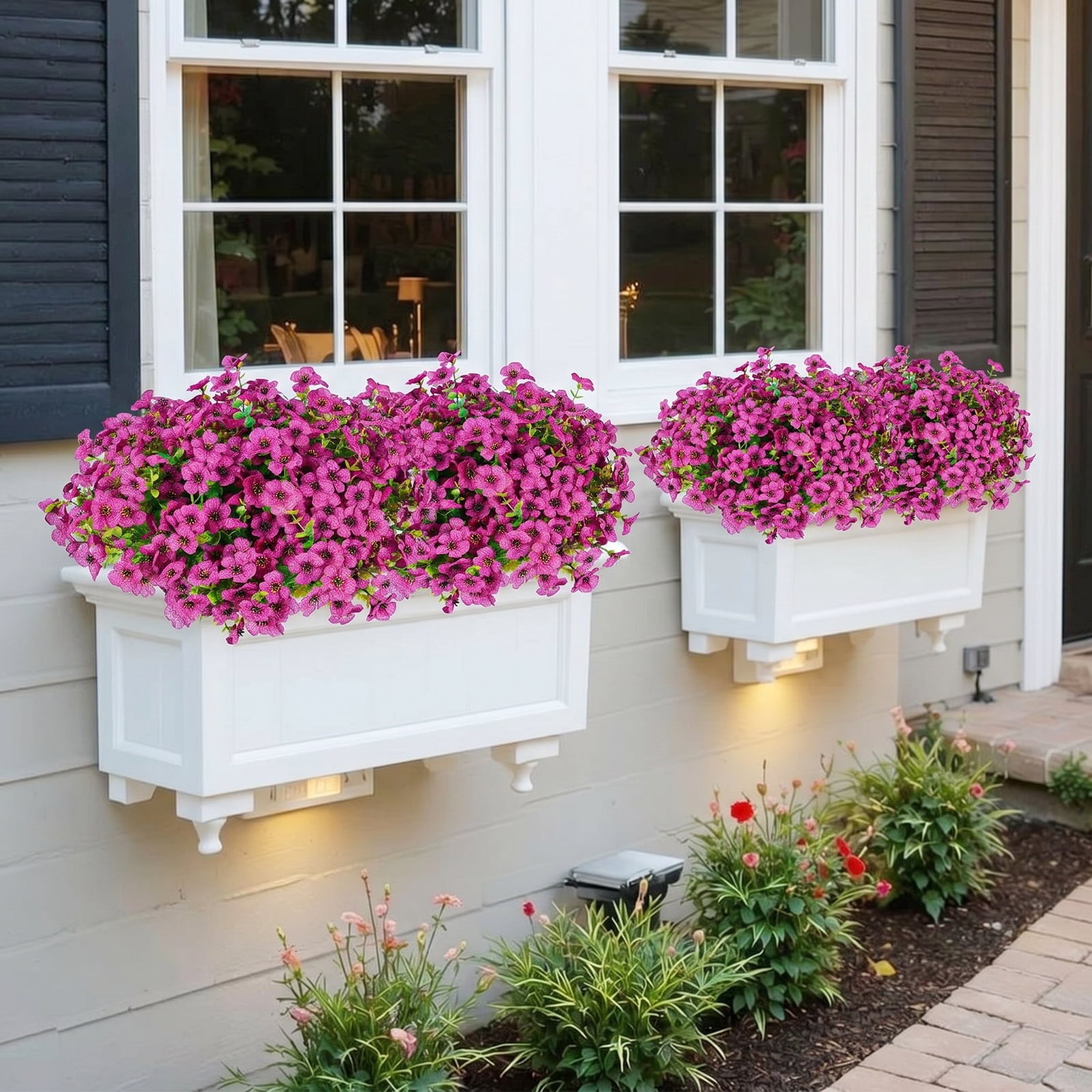 VKFVKF 24 Bundles Artificial Flowers for Outdoors UV Resistant Fake Plastic Plants
