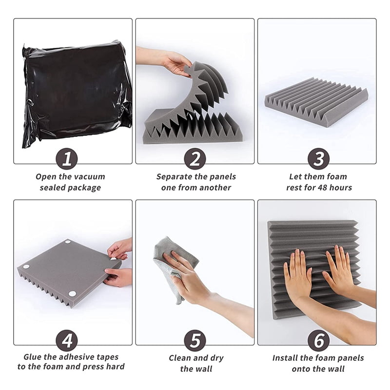 Acoustic Foam Panels 12 Pcs, Soundproof Wall Panels 30x30x5cm, High Density Sound Absorbing Panel for Walls White