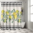 thumbnail image 4 of Vintage Summer Lemon Leaf Shower Curtain, Buffalo Plaid Shower Curtain Set with Hooks, Spring Summer Waterproof Fabric Shower Curtains for Bathroom Decor, 72x72 Inch Bath Curtain, 4 of 6