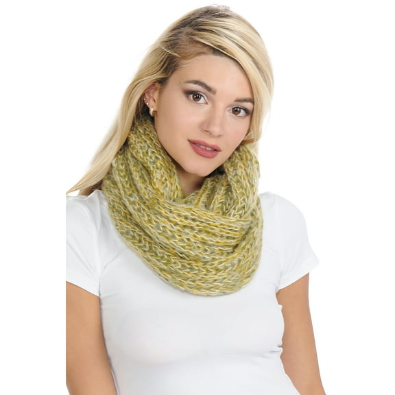 BASICO Adult Chunky Mustard Infinity Scarf for Women Circle Loop Knitted Warm Scarf