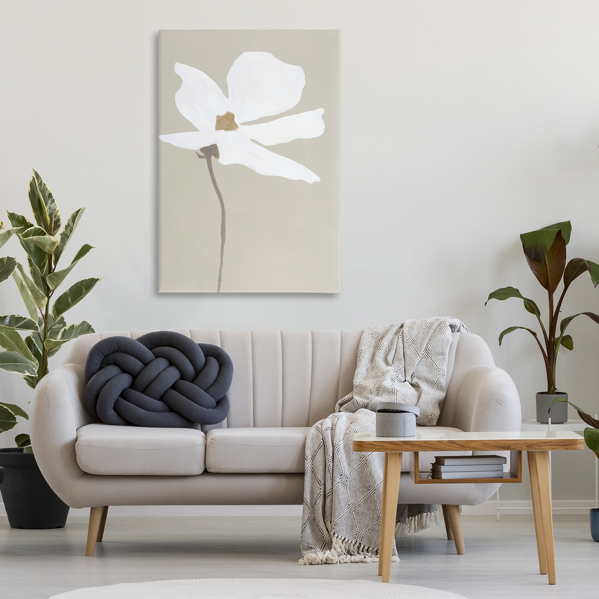 Stupell Industries White Flower Sprout Botanical & Floral Painting Gallery Wrapped Canvas Art Print Wall Art, 30 x 45