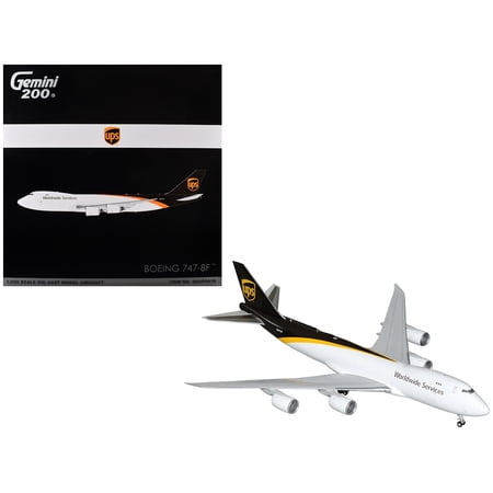 Boeing 747-8F Commercial Aircraft "UPS Worldwide Services" White with Brown Tail "Gemini 200" 1/200 Diecast Model by GeminiJets