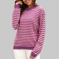 thumbnail image 2 of LbsKUS Saving,Striped Sweatshirts for Women Fashion Trendy Colorblock Cute Sweater Womens Pull Over Sweaters Casual Tunic Tops(Purple,Medium), 2 of 4
