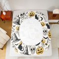 thumbnail image 4 of Manfei Spooky Pumpkin Lantern Fitted Sheet Queen,Magic Ghost Halloween Bedding,3 Pieces,1 Fitted Sheet and 2 Pillowcases, 4 of 6