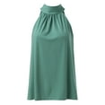 thumbnail image 6 of XEGLSBU Sleeveless Shirts for Women Plus Size 3X Ladies Sleeveless Silk Strap Women Hanging Neck Lace up Tops Blouse Green Size L, 6 of 6