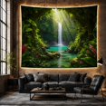 thumbnail image 6 of Tropical Rainforest Waterfall in Misty Canopy, Serene Boho for Nature Lovers, Botanical Wall Art Decor, Housewarming Gift Tapestry Wall Hanging for Bedroom and Living Room, 6 of 7