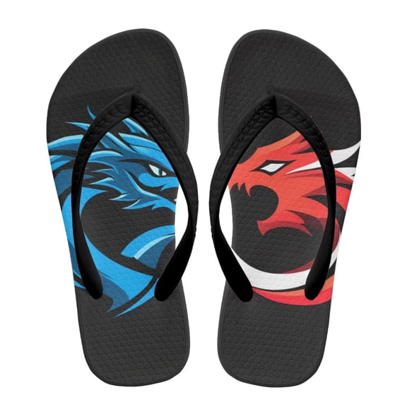 Chririnla Boys Dragon Print Flip Flops Summer Kids Slip on Thong Sandals Lightweight Beach Pool Shower Shoes US 10