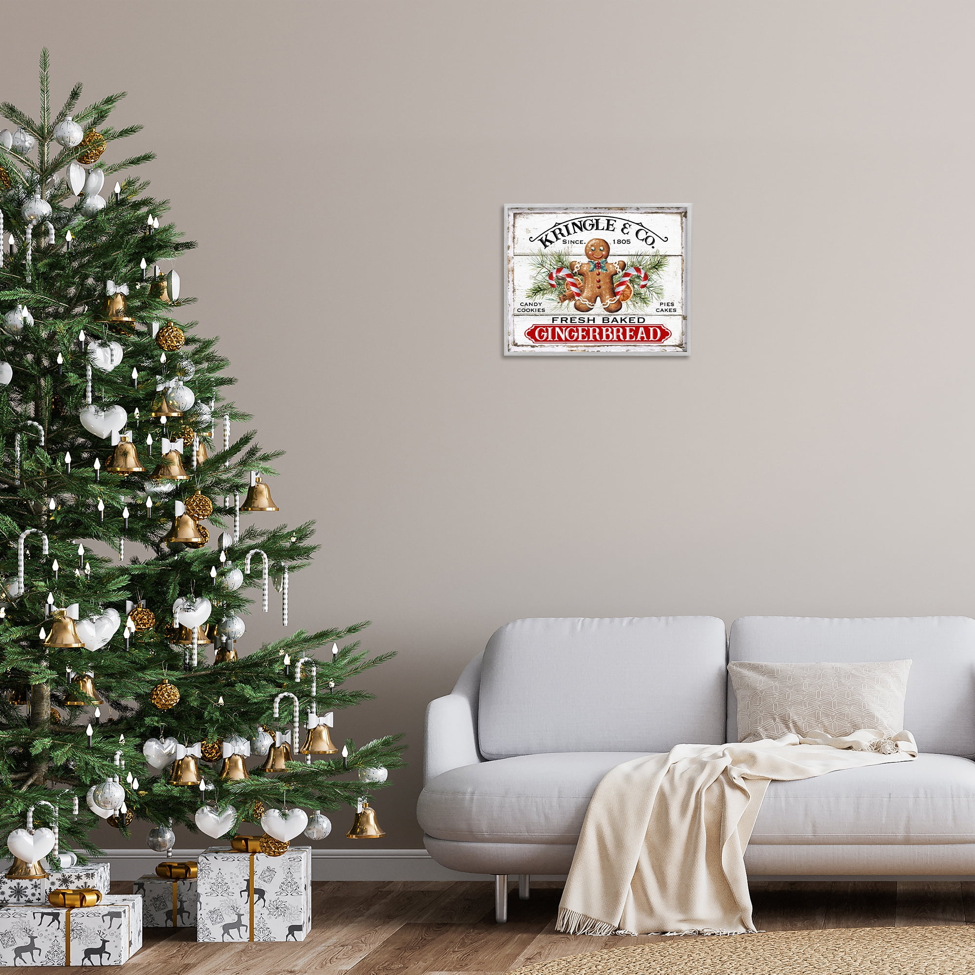 Stupell Industries Fresh Gingerbread Cookies Holiday Painting Gray Framed Art Prints Wall Art, 20 x 16