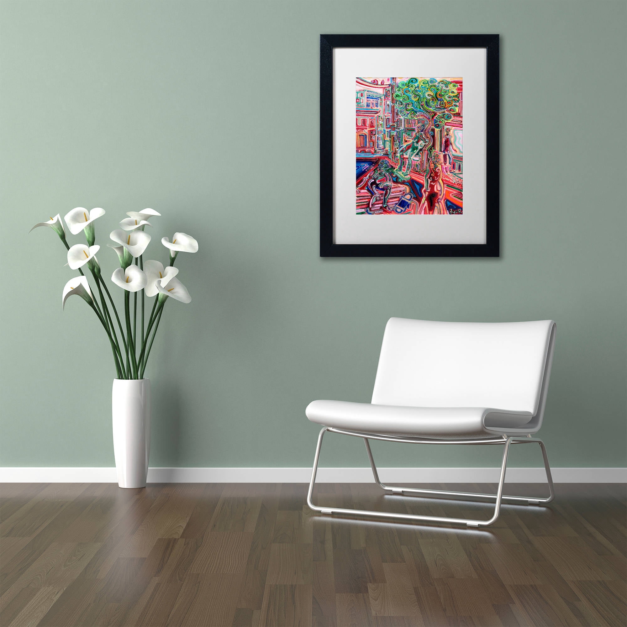 Trademark Fine Art "Sunday Skate" Canvas Art by Josh Byer, White Matte, Black Frame