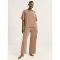 thumbnail image 3 of Joyspun Women's French Terry Short Sleeve Top and Capri Pants Set, 2-Piece, Sizes XS-3X, 3 of 5