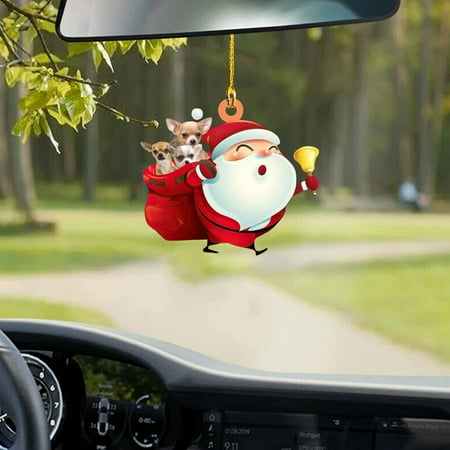

Christmas Decorations 2PC Christmas Tree Pendant Decoration Personalized Christmas Car Pendant Christmas Hat Santa Clausss Acrylic Double Sided Printing Pendant