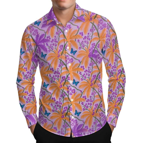 USNSM Hawaiian Shirt for Men Long Sleeves Tropical Printed Casual Button Down Breathable Comfort Beach Floral Shirts Multicolor XXXL