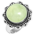 thumbnail image 1 of 925 Sterling Silver Ring For Women - Girls Green Natural Prehnite Gemstone Silver Ring Size 7.5 Costume Silver Ring Size 7.5 Wedding Gift For Women 925 Silver Gemstone Jewelry, 1 of 6