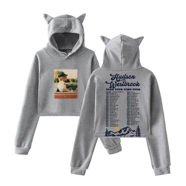 Hudson Westbrook Take Your Time Tour Merch Jersey Mujer Orejas de Gato Sudadera con Capucha Camiseta de Manga Larga