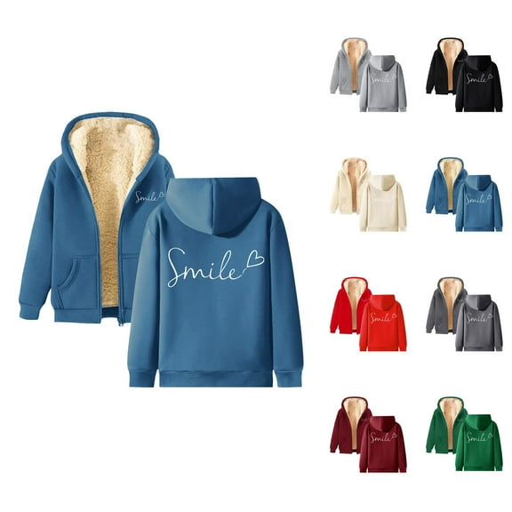 Fleeced Hoodies for Women 2025 Long Sleeve Full Zipper Zip Up Hoodie with Pockets Hooded Sweatshirt Women Jacket