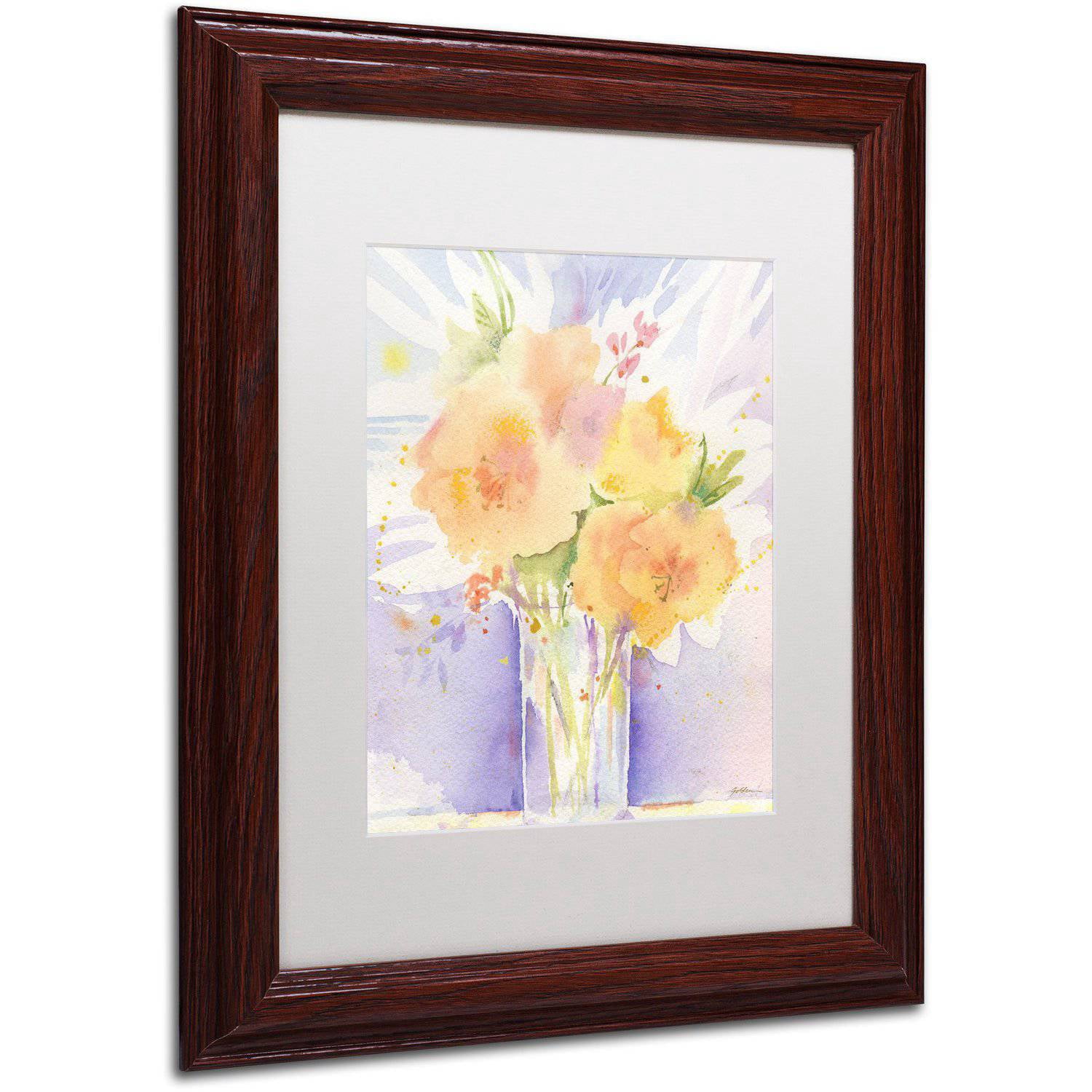 Trademark Fine Art "Purple Vase Reflection" Canvas Art by Sheila Golden White Matte, Wood Frame
